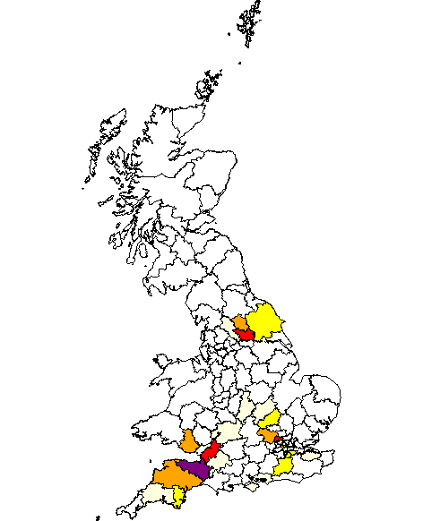 Map of Burnell births 1881 census